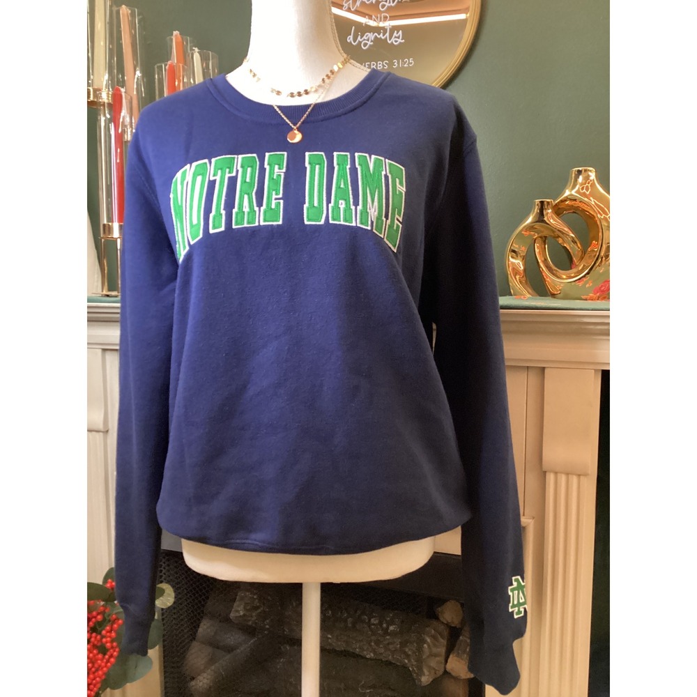 Colosseum‎ Notre Dame Sweatshirt Womens Medium Navy Blue Crewneck